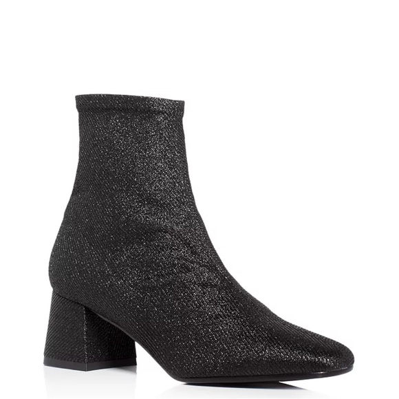 ASKA Made In Italy Gia Stretch Metallic Fabric Ankle Heel Boots 37 (6.5) NIB - Picture 4 of 9